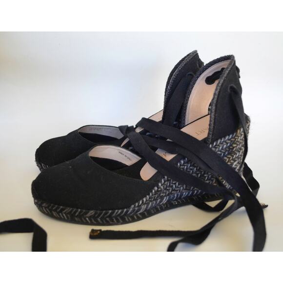 Stuart Weitzman Black Espadrille Wedge Size 9 - Picture 2 of 5